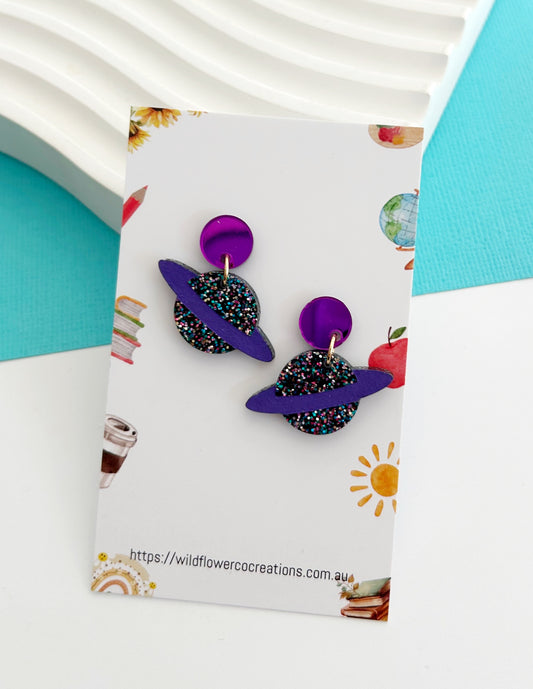 Midnight Saturn Dangles