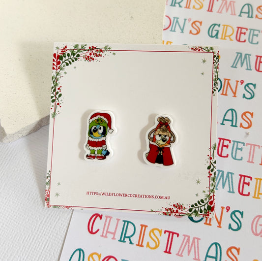 Blue/Orange Christmas Dog Studs