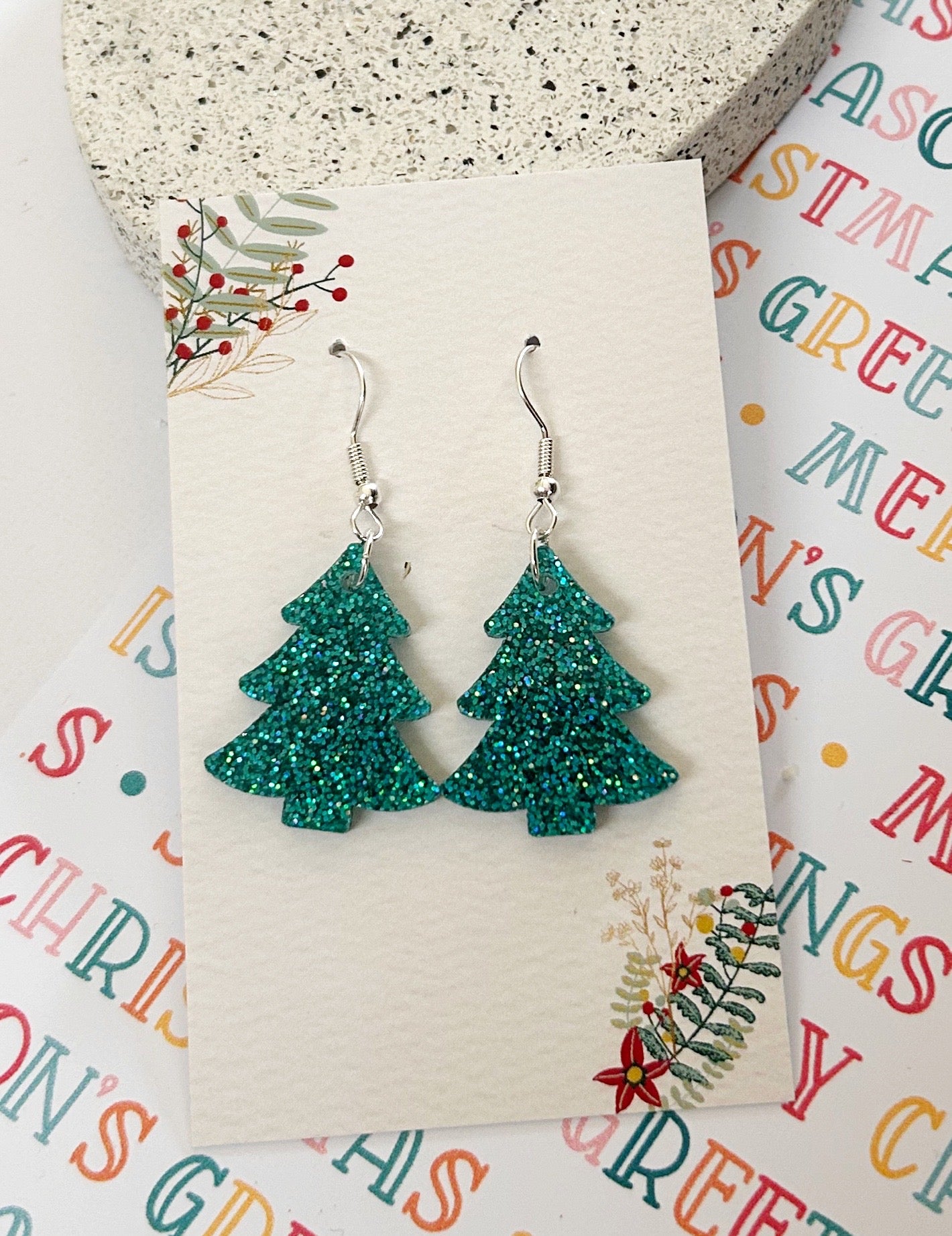 Christmas Tree Glitter dangles