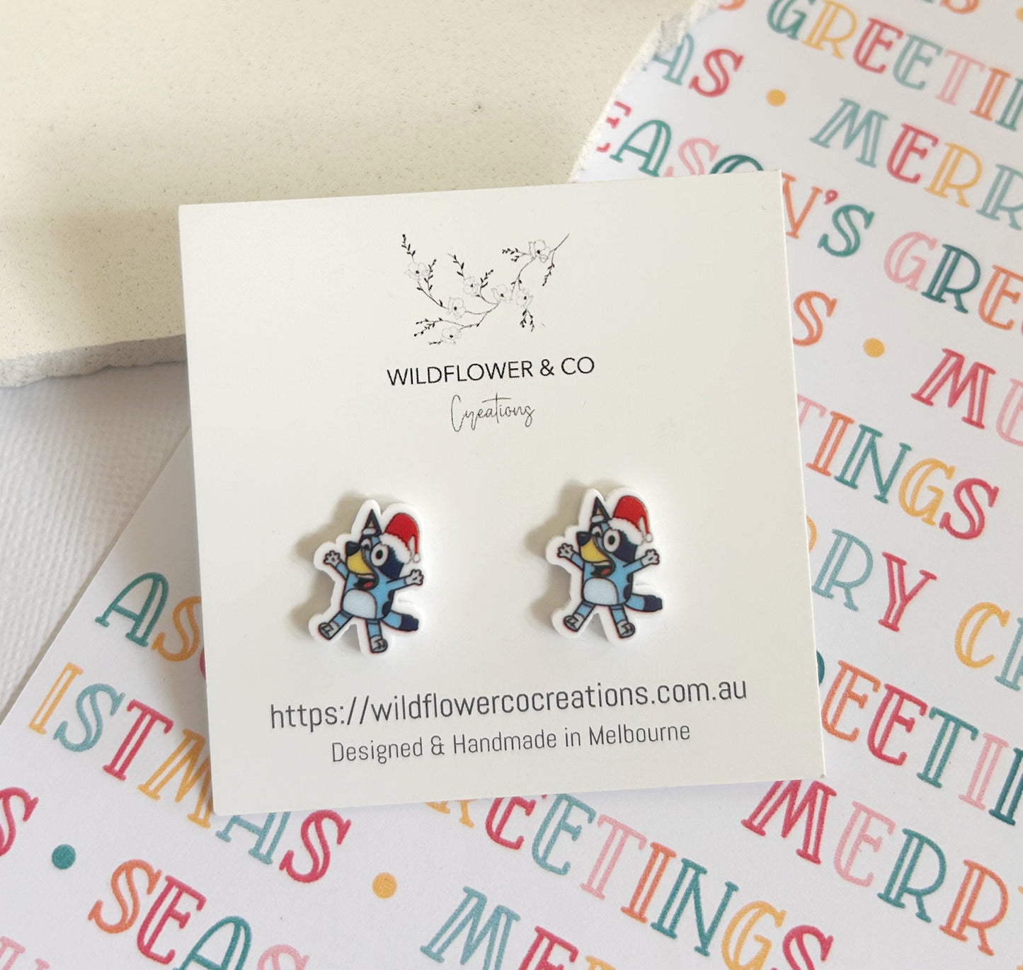 Blue/Orange Christmas Dog Studs