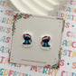 Blue Alien Christmas Studs