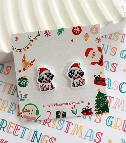 Dalmatian Christmas Studs